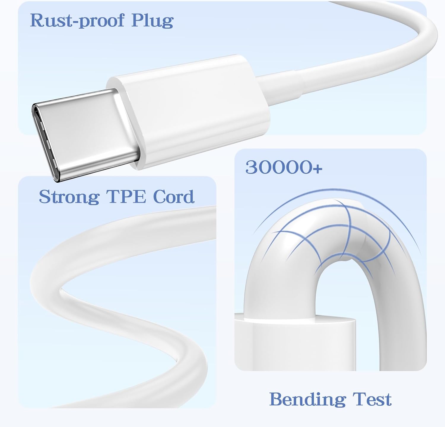 White USB-A to USB-C Car Charger Cable - Hình 5
